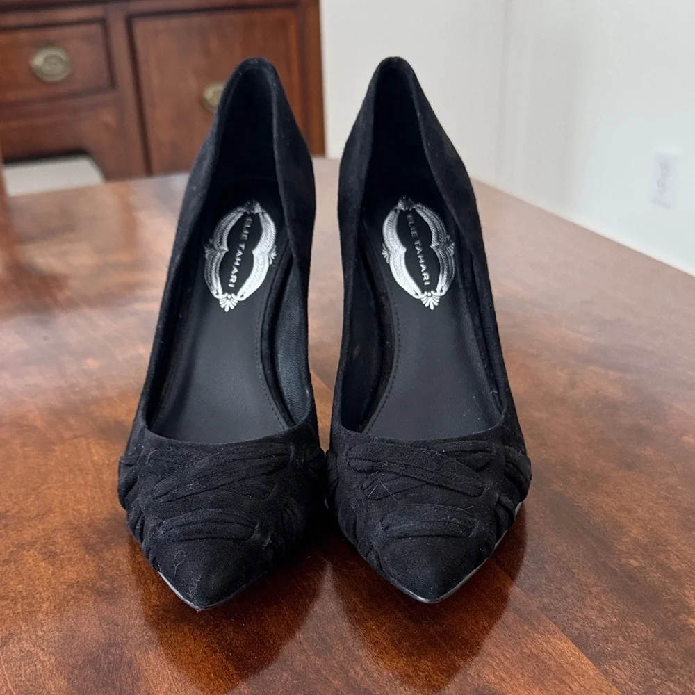 Elie Tahari Classic Black Suede Heels